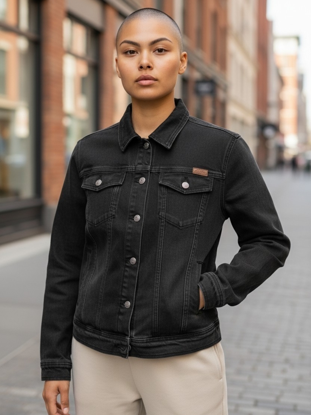 Women's Black Denim Indian Motorcycle Jacket - Timeless Casual Layer